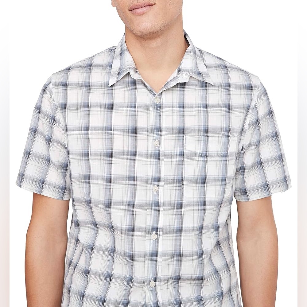 NWT Vince Atwater Plaid Short Sleeve Shirt‎ in Celery XXL